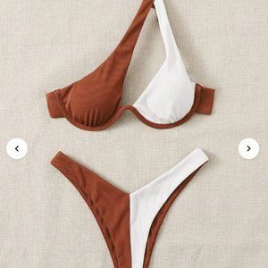Two Tone Rib Underwire Bikini Swimsuit